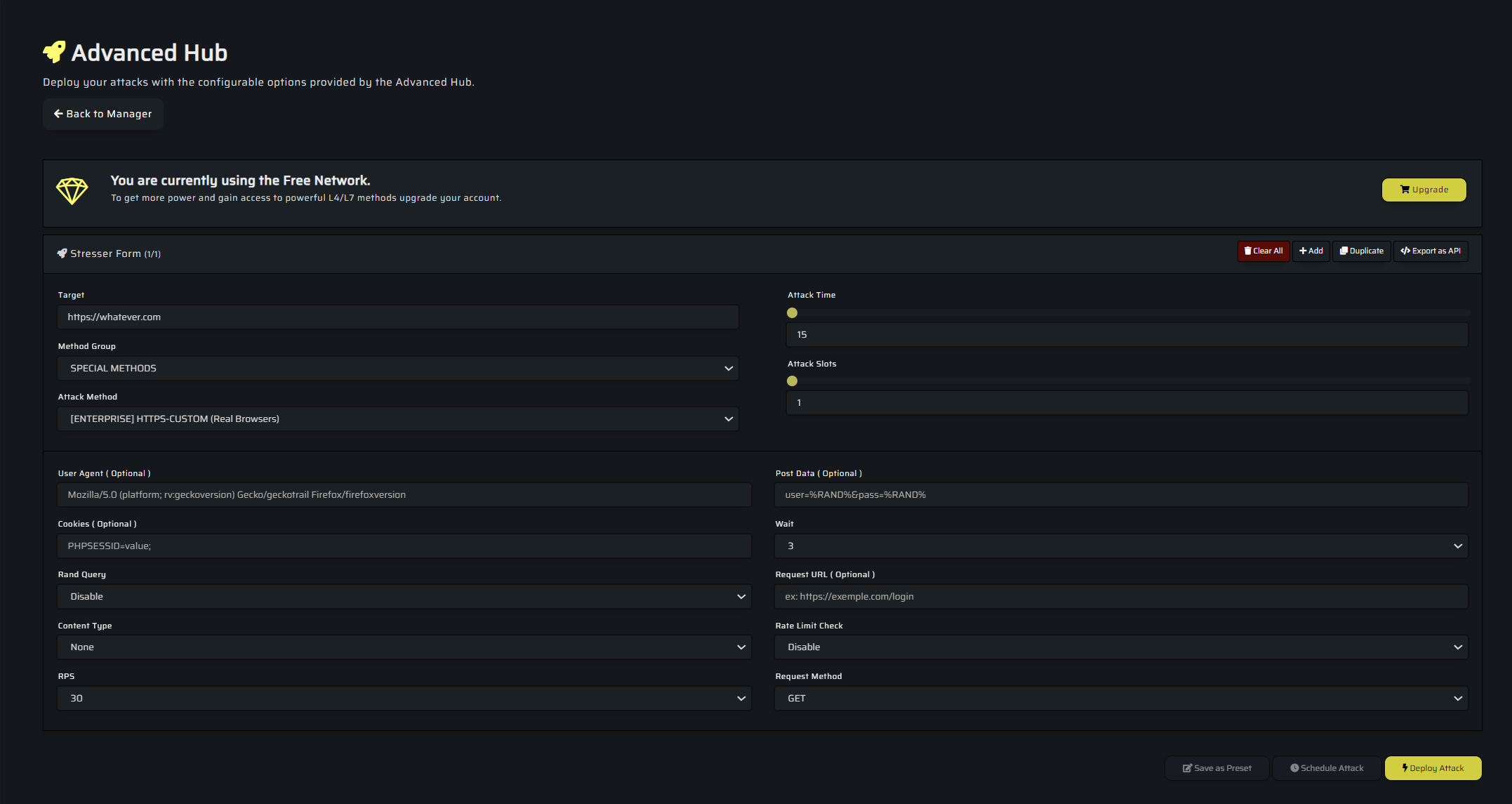 Customizable IP STRESSER hub.